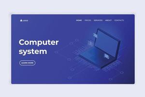 computadora en la página de inicio de la mesa vector