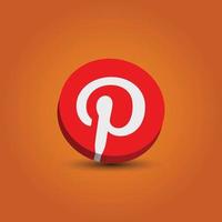 social media 3d pinterest icon vector