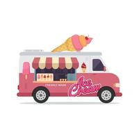 Ice cream truck vector flat illustration