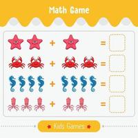 juego de matemáticas con imágenes para niños juego educativo de nivel fácil para niños actividad de hoja de trabajo preescolar vector