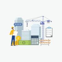 Construction cost for building development design concept vector illustration