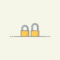 Closed and open padlock vector illustration