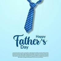 feliz día del padre con corbata azul realista y plantilla de banner de cartel de tipografía de guión vector