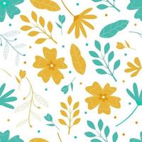 Seamless pattern with flowers and leaves vector