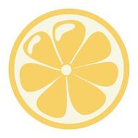 Flat Style Yellow Lemon Slice Isolated Icon on White Background vector