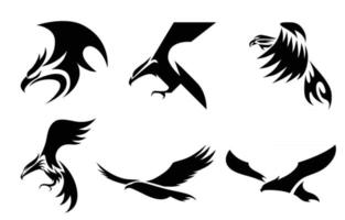 Set of six line art vector logo of eagle Can be used as a logo Or decorative items