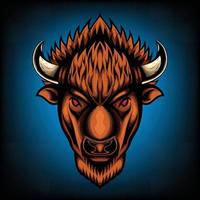 ilustración vectorial vista frontal de búfalo bisonte americano buen uso de símbolo icono de mascota avatar tatuaje diseño de camiseta logo o cualquier diseño vector