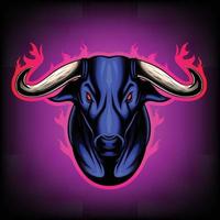 Vector Illustration front view of Bull head Surrounded by flames It is signs of the taurus zodiac Good use for symbol mascot icon avatar tattoo T Shirt design logo or any design