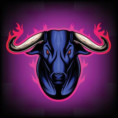 Vector Illustration front view of Bull head Surrounded by flames It is signs of the taurus zodiac Good use for symbol mascot icon avatar tattoo T Shirt design logo or any design