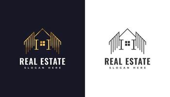 Luxury Gold Real Estate Logo Building Property Development Architecture and Construction Logo vector