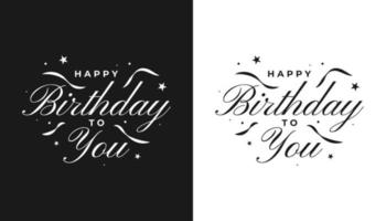 tarjeta de feliz cumpleaños o banner texto de feliz cumpleaños letras caligrafía con adornos hermoso cartel de saludo con caligrafía vector