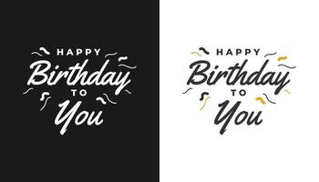 tarjeta de feliz cumpleaños o banner texto de feliz cumpleaños letras caligrafía con adornos hermoso cartel de saludo con caligrafía vector