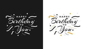 Happy Birthday Card or Banner Happy Birthday Text Lettering Calligraphy with Ornaments Beautiful Greeting Poster with Calligraphy vector