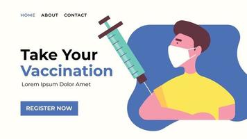 plantilla de página web de aterrizaje de registro de vacunación vector