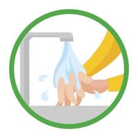 Washing hand protect against virus flat icon vector