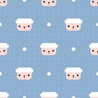 Cute sheep head cartoon doodle seamless pattern vector