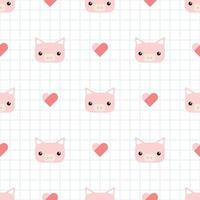 Cute pig head cartoon doodle seamless pattern vector