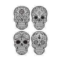 Day of The Dead Skull Vector Graphic in Black and White