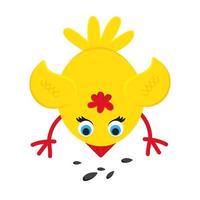 Cute funny little chick chiken hen cartoon flat style design vector illustration