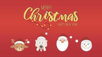 Santa Claus reindeer snowman bear Christmas and New Year design