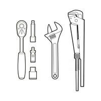 gas wrenches tool set vector