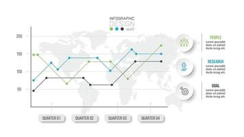 Plantilla de negocio infográfico con diseño gráfico o gráfico. vector