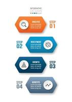 4 step process work flow infographic template vector