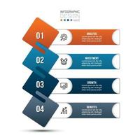 4 step process work flow infographic template vector