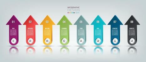 Plantilla de negocio infográfico con 8 pasos o diseño de opciones. vector