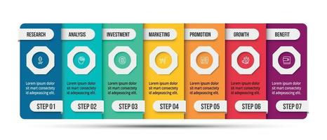 Infographic business template with 7 step or option design vector