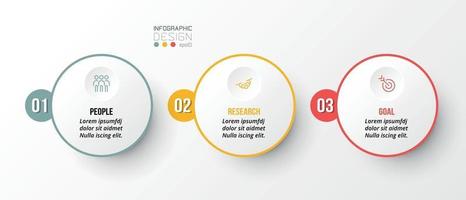 Plantilla de negocio infográfico con diseño de 3 pasos u opciones. vector