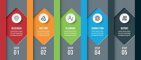 Infographic business template with 5 step or option design vector