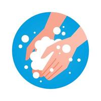 Washing hands with soap flat vector illustration icon