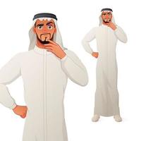 Arab man thinking with hand on chin cartoon vector character