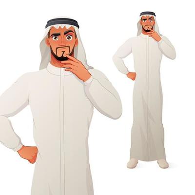 Arab man thinking with hand on chin cartoon vector character 2423847 Vector Art at Vecteezy Arab man thinking with hand on chin cartoon vector character 2423847 Vector Art at Vecteezy