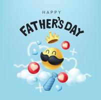 Happy Fathers Day banner background with mustache smiley vector