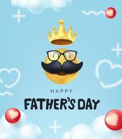 Happy Fathers Day banner background with mustache smiley vector