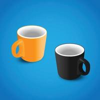 Orange And Black Mugs, Cups vector