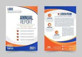 Blue, orange and white curve shape design annual report vector