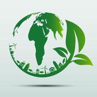 Green earth Concept with Leaves ecology nature vector