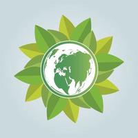 Green earth concept with leaves Ecology cities help the world with eco friendly concept ideas vector