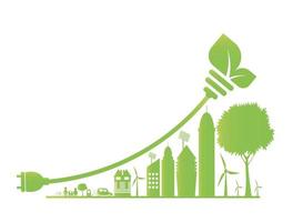 Sustainable Urban Growth in the City Ecology Green cities help the world with eco friendly concept ideas vector