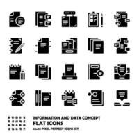 Standard set of Information and data flat icons vector