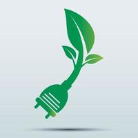 Power plug green ecology emblem or logo vector