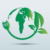 Power plug green ecology emblem or logo vector