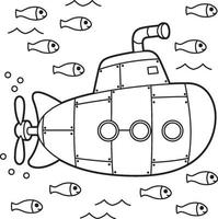 Submarine Kids Coloring Page vector