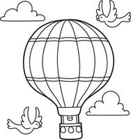 Hot Air Ballon Kids Coloring Page vector