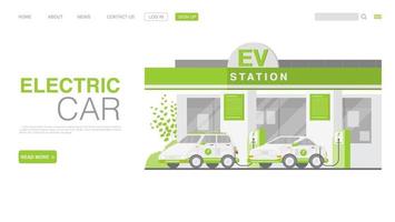 EV Car Or Electric Car At Charging Station vector