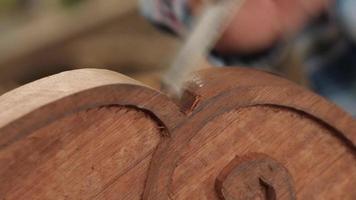 Woodcarver With a Chisel Cuts a Tea Tray Amazing ASMR Sound video