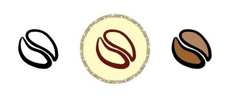 Contour and color and retro symbols of coffee grains vector